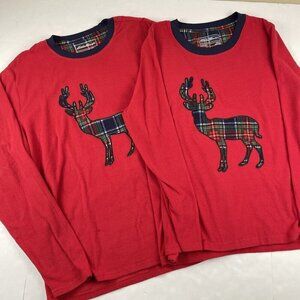 Eddie Bauer Sleepwear Tops Women’s L/Men’s L Lot Of 2 Soft Waffle Knit Moose Red